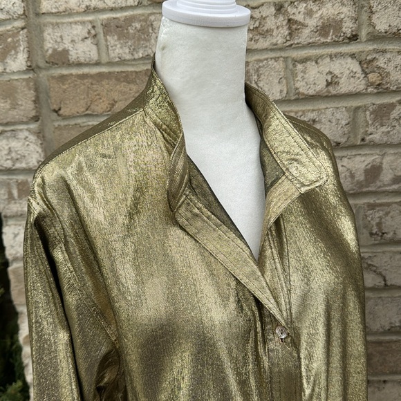 Rare Find Vintage Stephen Burrows Shimmery Gold Blouse - Size 10 - Picture 4 of 12